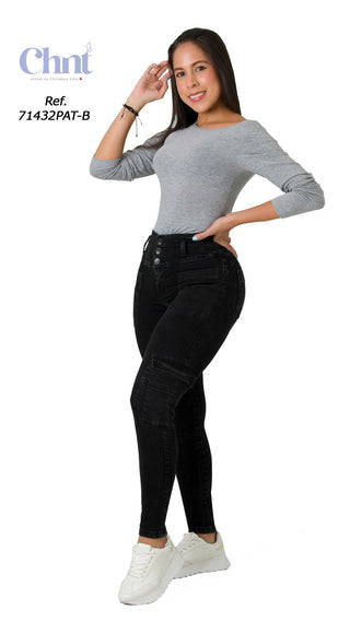 Jeans Levantacola 71432PAT-B - Negro