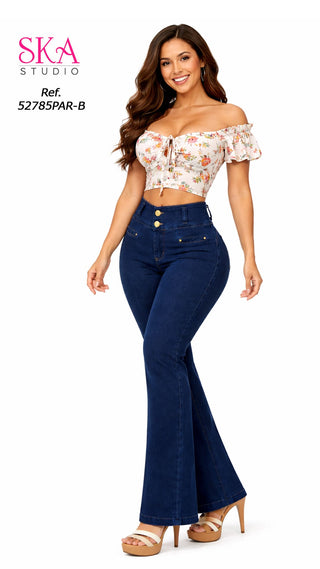 Jeans 2 botones Bota Recta 52785PAR-B - Azul