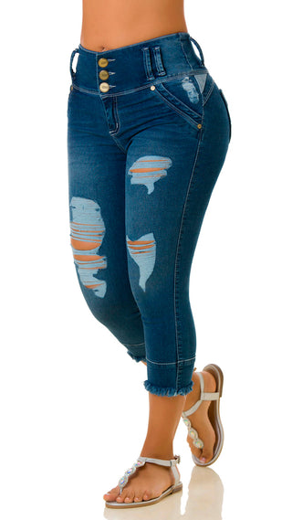 Macy Capris Levantacola Pretina Ancha 70988DCAPA-B - Azul Oscuro