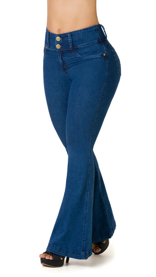 Goldina Jeans Levantacola Bota Campana 52272PNC-B - Azul Medio