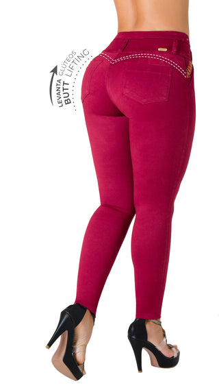 Jean Skinny con Diseño de Bordado Chnt 71375PAT-B - Vinotinto