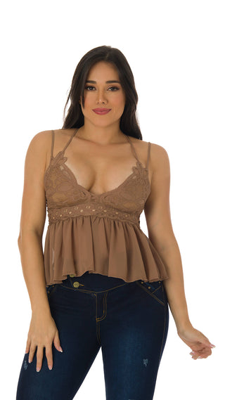 Blusa Escote V 4B4537B - Cocoa