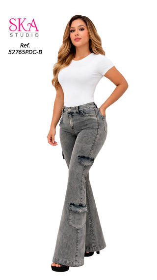 Jeans Flare Levantacola 52765PDC-B - Gris