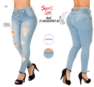 Jean Levanta Cola Tobillero Secret Love 21403DPAT-B - Azul Claro