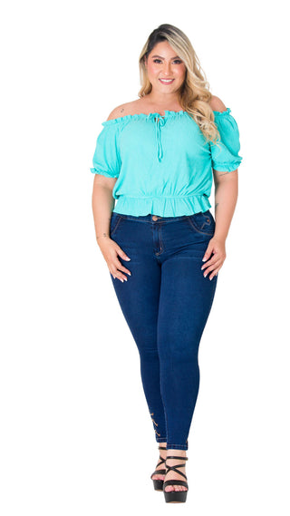 Jean Levanta Cola Skinny Ska  52550PAT-N - Azul Oscuro