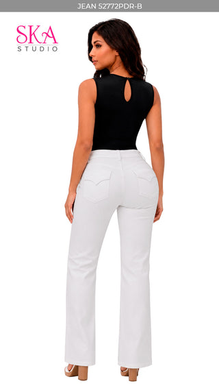Jeans Moda Bota Recta 52772PDR-B - Blanco