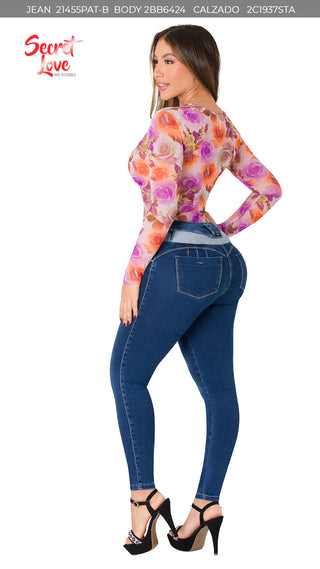 Jean LevantaCola Skinny Secret Love 21455PAT-B - Azul Oscuro