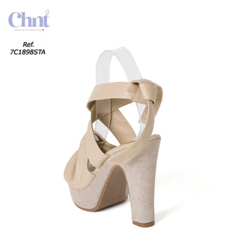 Sandalia Tacon Ancho 7C1898STA - Beige