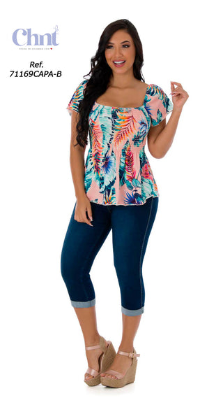  Capris Levantacola Tiro Alto Con Dobladillo 71169CAPA-B - Azul Oscuro