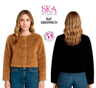 Chaqueta Cuello Redondo 5B6994CH - Negro