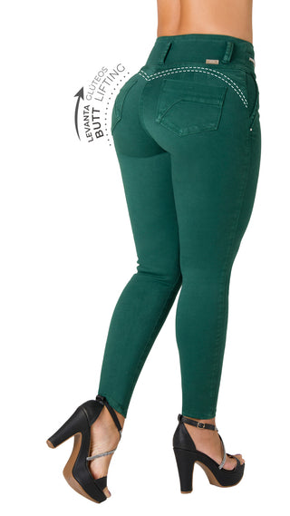 Jean Push-Up con Detalles de Cadena en Pretina Ska 52638PAT-B - Verde