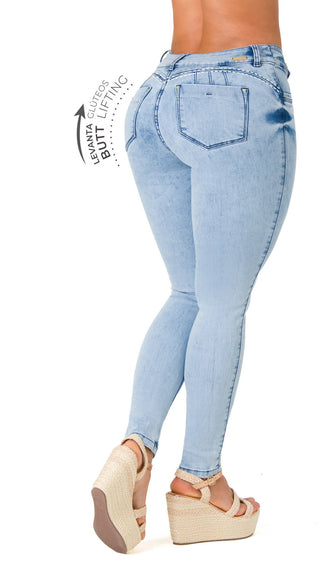 Jean Levanta Cola Skinny Area7 40669PDP-B - Azul Claro