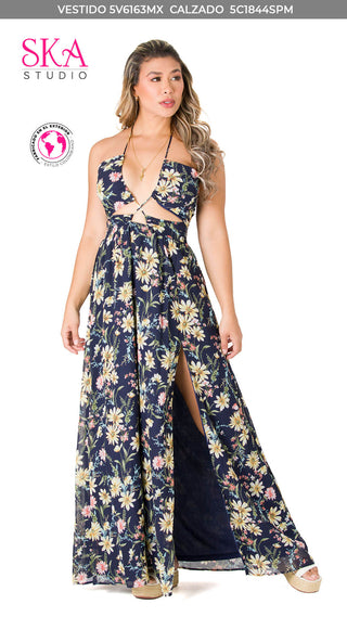 Vestido Maxi Cut Out 5V6163MX - Estampado