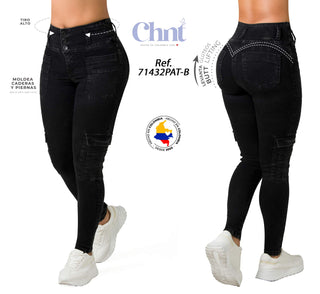 Jeans Levantacola 71432PAT-B - Negro