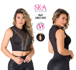 Blusa Con Mesh 5B6149C - Negro