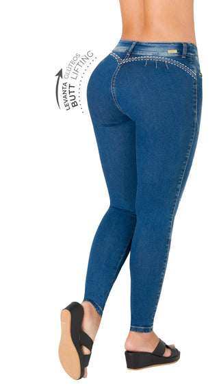 Jean Levanta Cola Skinny Destroyer Ska 52588DPDT-N - Azul Medio