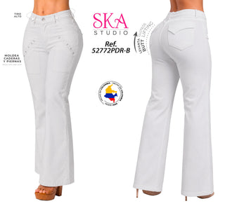 Jeans Moda Bota Recta 52772PDR-B - Blanco