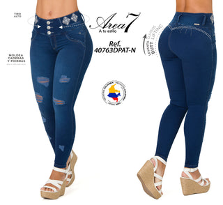 Jeans Levantacola 40763DPAT-N - Petroleo