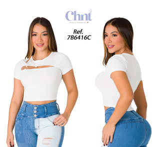 Crop Top Con Escote 7B6416C - Blanco