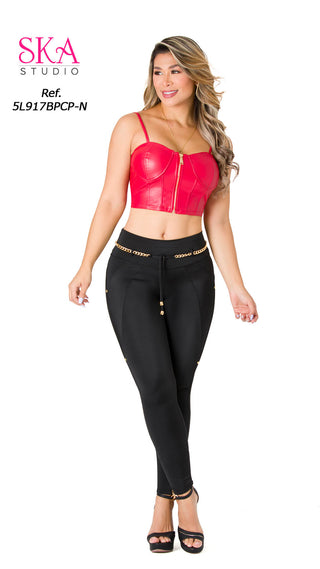 Leggings Levanta Cola Pretina Control 5L917BPCP-N - Negro