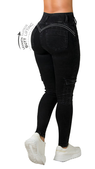 Jeans Levantacola 71432PAT-B - Negro