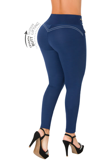 Leggings LevantaCola Con Faja Interna 2L914BPCT-N - Azul