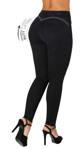 Jeans Clasico Levantacola 52642PD-B - Negro