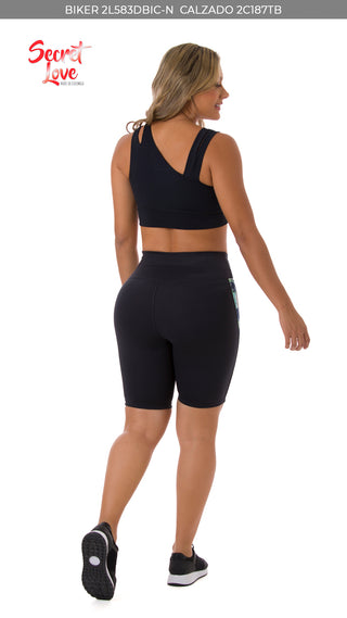 Jaycee Shorts Leggins Estampado Control Abdomen 2L583DBIC-N - Negro