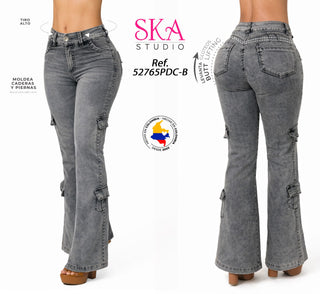 Jeans Flare Levantacola 52765PDC-B - Gris
