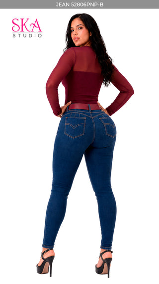 Jean Skinny Tiro Alto con Efecto Moldeador 52806PNP-B - Azul