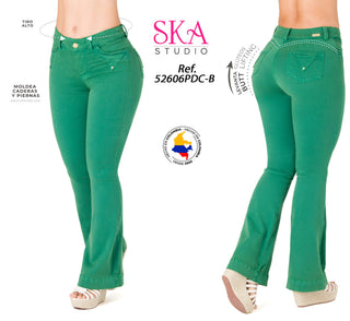 Jean Levanta Cola Flare Ska 52606PDC-B - Verde