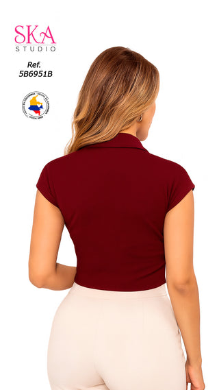 Blusa Cuello Camisero 5B6951B - Vinotinto