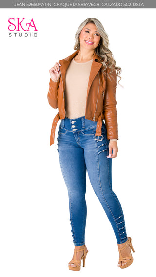 Chaqueta Efecto Cuero 5B6776CH - Cafe