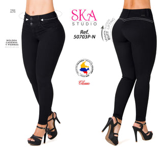 Barimoa Jeans Skinny Levanta Cola Tiro Alto 50703P-N - Negro