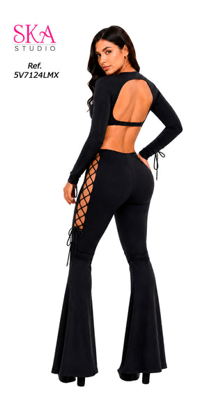 Women's Stretch Wrap-Neck Pant Set 5V7124LMX