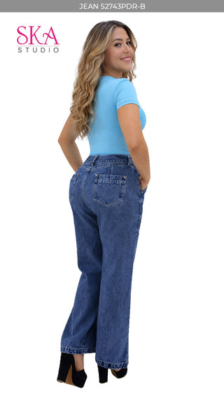 Jeans Cargo Rigido Bota Recta 52743PDR-B - Azul