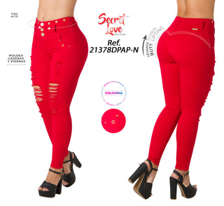 Jeans levanta cola skinny secret love 21378DPAP-N - Rojo