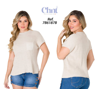 Blusa Manga Corta 7B6187B - Beige