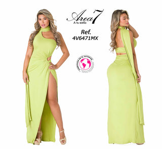 Vestido maxi bufanda 4V6471MX - Verde