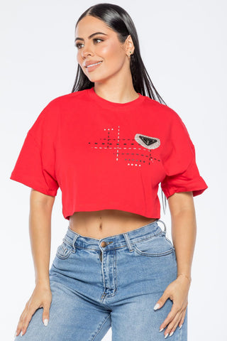 Blusa Corta 5B6868C - Rojo