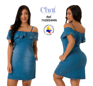 Vestido sin Manga 7V0954MN - Azul Medio