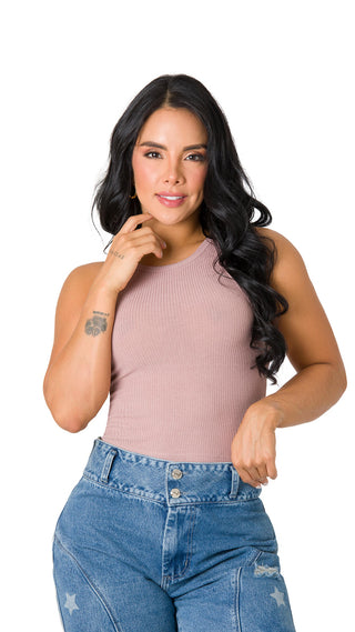 Crop Top Cuello Halter 4B6045C - Palo de Rosa