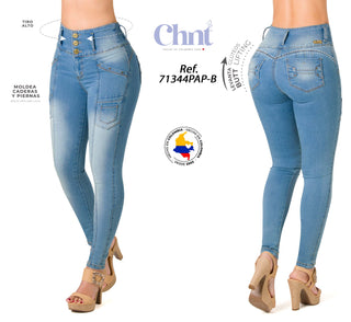 Jean LevantaCola Skinny Pretina Ancha CHNT 71344PAP-B - Azul Medio