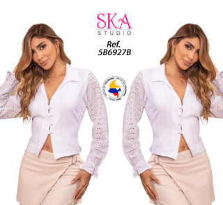 Blusa Manga Larga Cuello Camisero 5B6927B