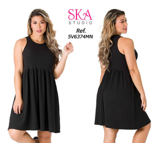 Vestido Mini Manga Siza 5V6374MN - Negro