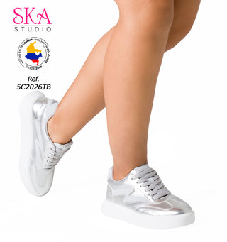 Tenis Metalizados 5C2026TB - Plata