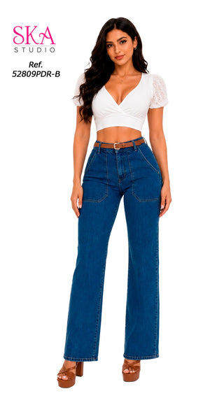 Jeans Rigido  bota Recta 52809PDR-B - Azul