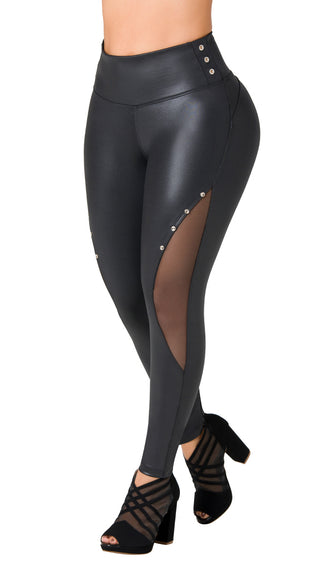 Legging Glam Efecto Cuero  2L913BPCT-N - Negro