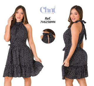 Vestido Mini Cuello Halter 7V6258MN - Negro
