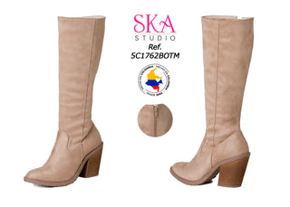 Botas Largas Con Tacón Ancho 5C1762BOTM - Beige